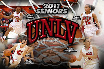 poster of senior basketball players of unlv including Karla 2011