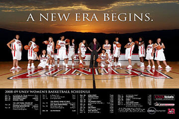 photo poster of unlv basketball team with the schedule of their games